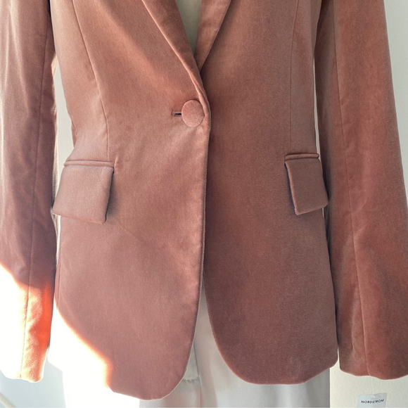 Frame Single Breast Lined Velvet Blazer Notch Lapel Pockets Old Rose - 0 - Picture 7 of 14